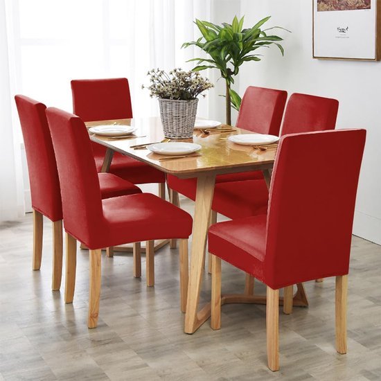 Unyqoos ® Set van 4 Luxe Fluwelen Stoelhoezen voor Diverse Stoeltypes in Wijnrode Kleur