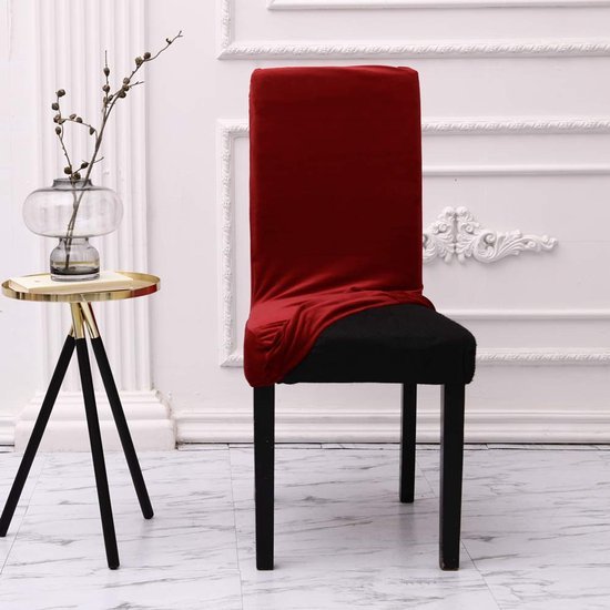 Unyqoos ® Set van 4 Luxe Fluwelen Stoelhoezen voor Diverse Stoeltypes in Wijnrode Kleur