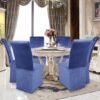Unyqoos ® Luxueuze Fluwelen Stoelhoezen met Stretch Voor Eetkamerstoelen - Wasbaar en Herbruikbaar, Set Van 2, Marineblauw