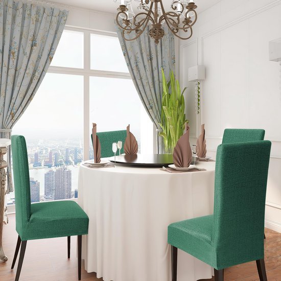 Unyqoos ® Elegante Set Van 4 Stretchbare Stoelhoezen Voor Diverse Gelegenheden In Donkergroen