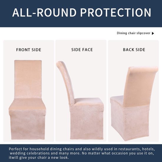 Unyqoos ® Hoogwaardige Zachte Stoelhoezen voor Eetkamerstoelen met Perfecte Pasvorm en Modern Design - Set van 2 in Beige