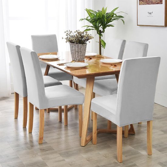 Unyqoos ® Set van 4 Luxe Fluwelen Stretch Stoelhoezen voor Diverse Gelegenheden, Eetkamerstoelen en Meer