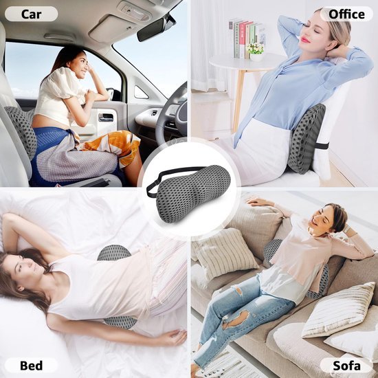 Unyqoos ® Luxe Lendensteunkussen van Traagschuim voor Optimaal Comfort en Ondersteuning in Auto en Thuis