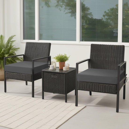 Unyqoos ® Waterbestendige Terrasstoelkussens Set van 2 met Banden voor Comfort en Stijl in Antraciet