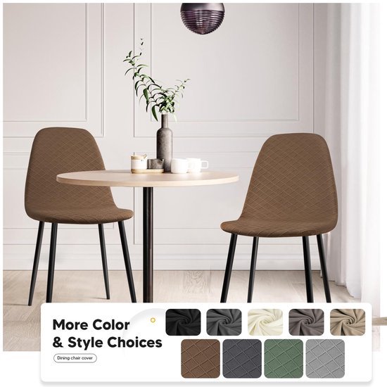 Unyqoos ® Universele Stretch Stoelhoezen voor Verschillende Gelegenheden, Set van 4, Bruin, Maat L