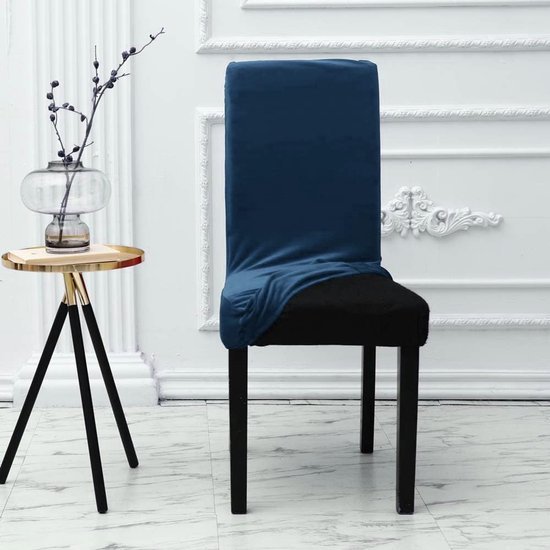 Unyqoos ® Set van Vier Luxe Fluwelen Stoelhoezen voor Diverse Gelegenheden in Koningsblauw