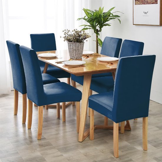 Unyqoos ® Set van Vier Luxe Fluwelen Stoelhoezen voor Diverse Gelegenheden in Koningsblauw