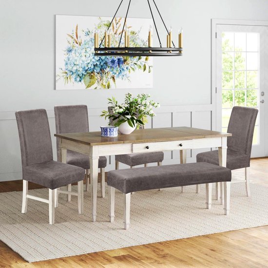 Unyqoos ® Elastische Beschermhoes voor Eetkamerbank met Suède Look