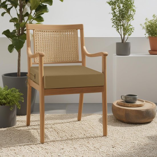 Unyqoos ® Waterdichte Zit- en Rugkussens voor Buitenmeubels, Set van 2, Met Lichtechte Eigenschappen, Bruin, 50 x 50 cm