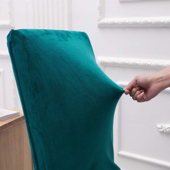 Unyqoos ® Set van 4 Luxe Fluwelen Stretch Stoelhoezen voor Diverse Gelegenheden in Grijs