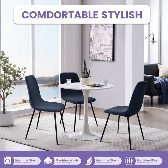 Unyqoos ® Stretchy Jacquard Stoelhoezen Set van 6 voor Eetkamerstoelen, Bruiloften en Feesten