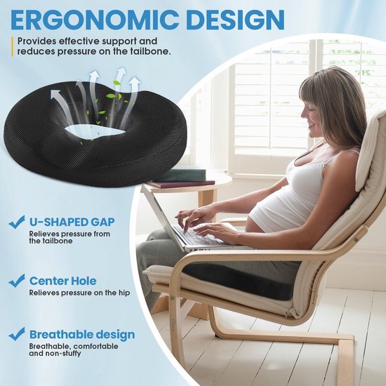 Unyqoos ® Comfortabel Orthopedisch Zitkussen voor Langdurig Zitten met Drukverlichting en Ondersteuning