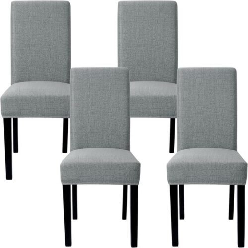 Unyqoos ® Universele Stretch Stoelhoezen voor Eetkamer, Set van 4, Afneembaar en Wasbaar, Donkergrijs