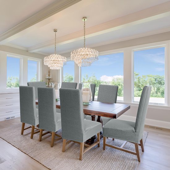 Unyqoos ® Universele Stretch Stoelhoezen voor Eetkamer, Set van 4, Afneembaar en Wasbaar, Donkergrijs