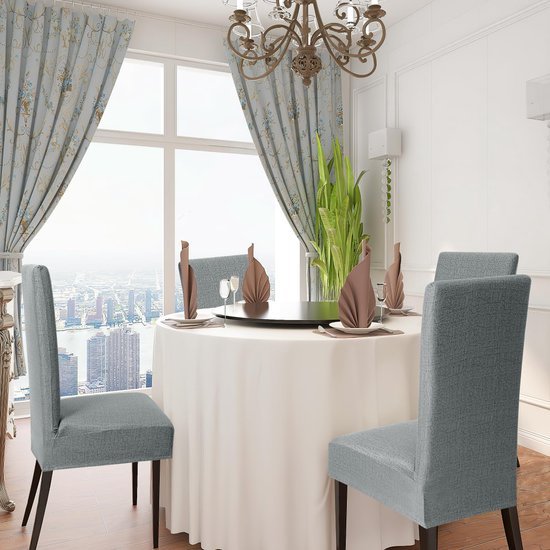 Unyqoos ® Universele Stretch Stoelhoezen voor Eetkamer, Set van 4, Afneembaar en Wasbaar, Donkergrijs