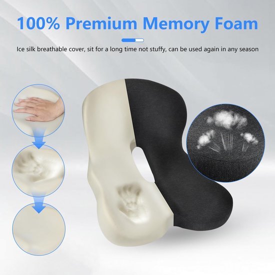 Unyqoos ® Ergonomisch Zitkussen voor Optimale Rugondersteuning en Stressvermindering bij Langdurig Zitten