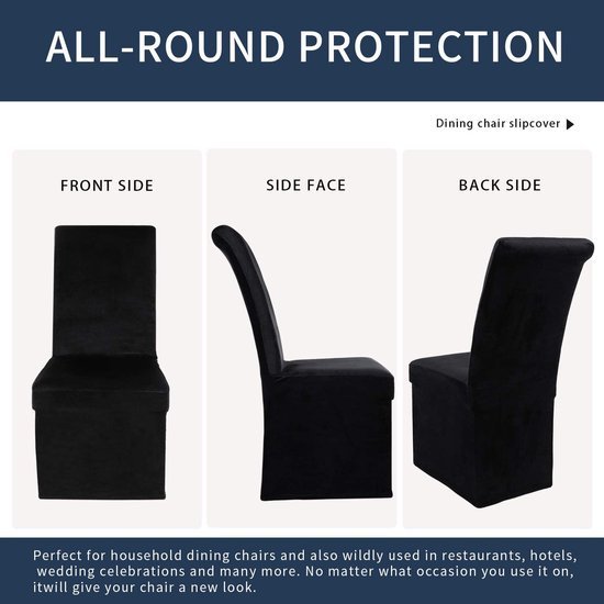 Unyqoos ® Luxueuze Fluwelen Stoelhoezen voor Eetkamerstoelen - Uitrekbaar en Wasbaar, Set van 2