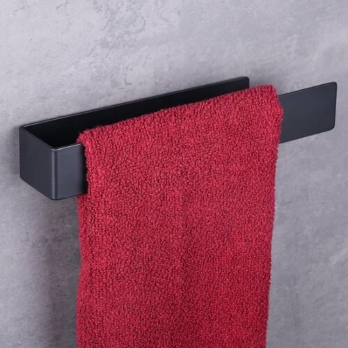 Unyqoos® Zelfklevende handdoekhouder zwart 22 cm voor badkamer en keuken