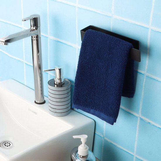 550x550-27487.jpg Unyqoos® Zelfklevende handdoekhouder zwart 22 cm voor badkamer en keuken