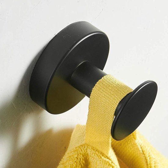 Unyqoos® Robuuste zwarte ronde wandhaken voor badkamer en keukenopslag