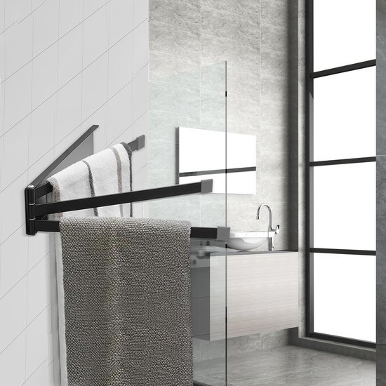 Unyqoos® Wandgemonteerde handdoekhouder met draaibare armen voor keuken en badkamer