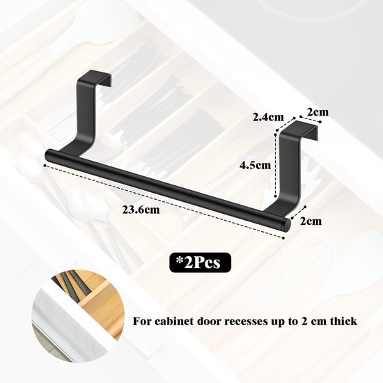 550x550-27560.jpg Unyqoos® Set van twee zwarte roestvrijstalen handdoekhouders voor kastdeuren