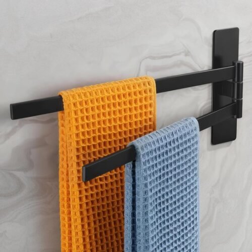 Unyqoos® Draaibare handdoekhouder met twee armen en zelfklevende wandmontage