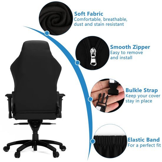 Unyqoos® Set van vier stretchbare hoezen voor gaming stoelen met armleuningen