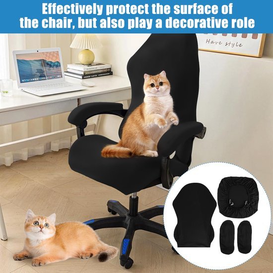 Unyqoos® Set van vier stretchbare hoezen voor gaming stoelen met armleuningen