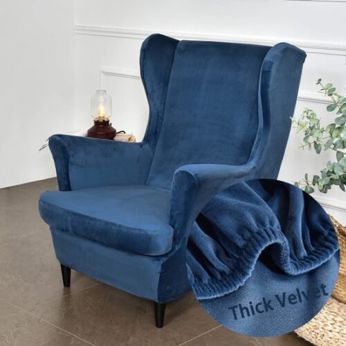 Unyqoos® Elastische en stijlvolle tweedelige hoes voor oorfauteuil met arm- en rugleuning