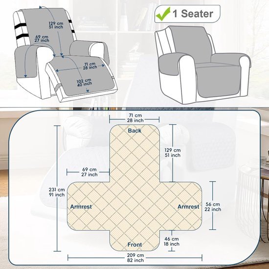550x550-27650.jpg Unyqoos® Waterdichte en antislip stoelbeschermer voor televisiefauteuils met opbergvakken