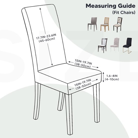 Unyqoos® Set van 4 elastische stoelhoezen voor moderne eetkamerstoelen in zwart