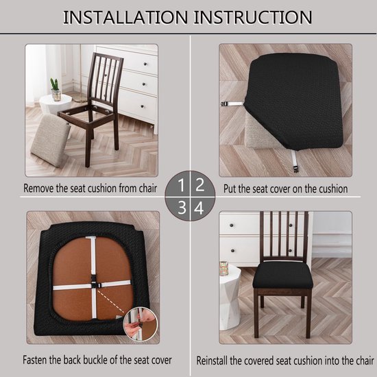 550x550-27689.jpg Unyqoos® Set van 24 elastische stoelhoezen voor eetkamerstoelen in beige kleur