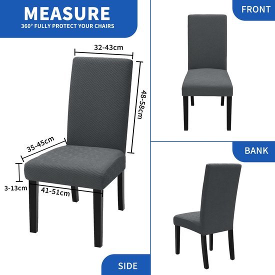 550x550-27738.jpg Unyqoos® Set van 2 Grijze Elastische Stoelhoezen voor Eetkamer en Woonkamer