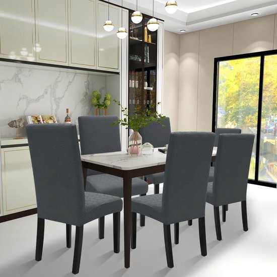 550x550-27741.jpg Unyqoos® Set van 2 Grijze Elastische Stoelhoezen voor Eetkamer en Woonkamer