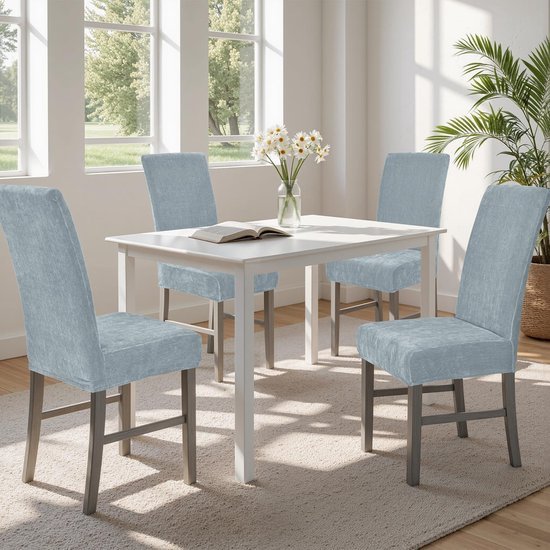 Unyqoos® Rekbare stoelhoezen set van 4 voor veelzijdige eetkamer- en schommelstoelen, wasbaar en afneembaar