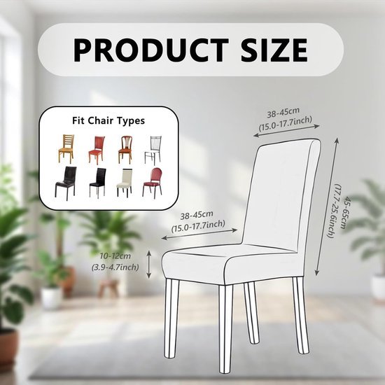Unyqoos® Elastische stoelhoezen set van 4 voor eetkamerstoelen en evenementen