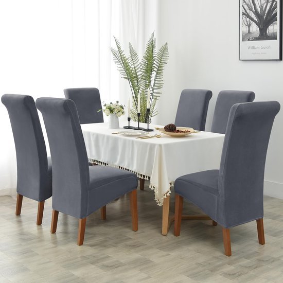 550x550-27851.jpg Unyqoos® Set van 6 Luxe Fluwelen Stoelhoezen voor Hoge Rugleuning, Universele Pasvorm voor Eetkamerstoelen