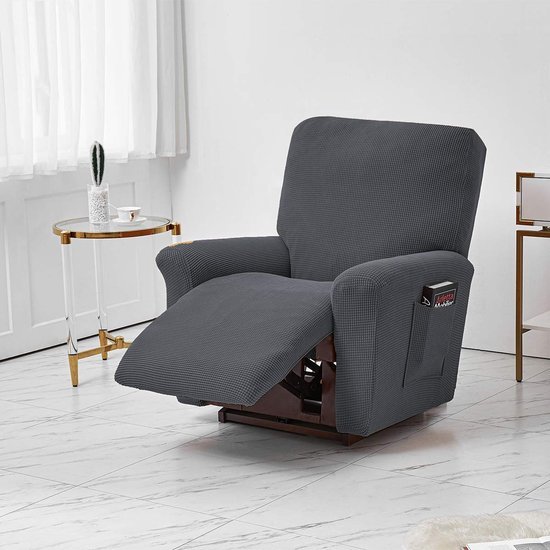 Unyqoos® Stijlvolle en Elastische Stoelhoes voor Comfortabele Relaxstoelen, donkergrijs, 115*76*79 cm