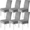 Unyqoos® Set van 6 lichtgrijze fluwelen stoelhoezen voor hoge rugleuning stoelen