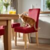 Unyqoos® Set van 6 elastische stoelhoezen met rugleuning in rode natuurprint