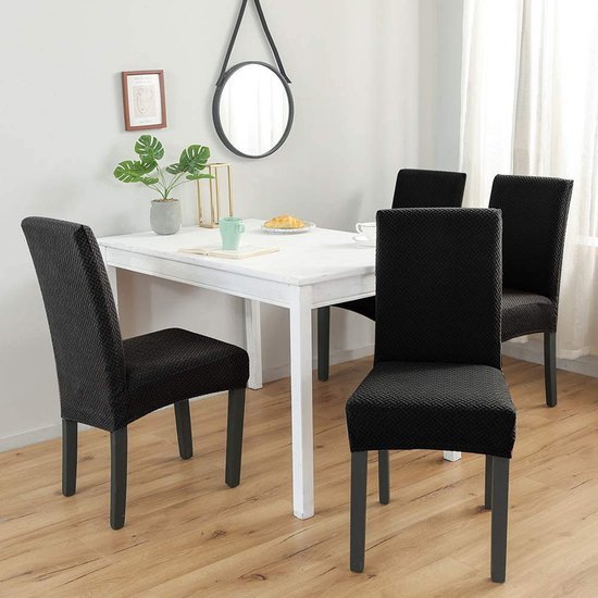 550x550-27920.jpg Unyqoos® Set van 4 Stretchbare Stoelhoezen voor Eetkamerstoelen in Zwart Fluweel