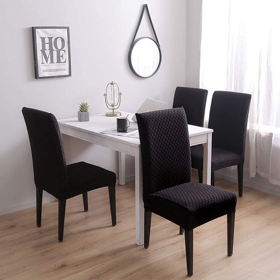 550x550-27923.jpg Unyqoos® Set van 4 Stretchbare Stoelhoezen voor Eetkamerstoelen in Zwart Fluweel