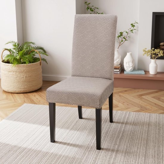 Unyqoos® Set van 6 Universele Jacquard Rekbare Stoelhoezen voor Eetkamer en Feestelijke Gelegenheden