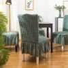 550x550-27966.jpg Unyqoos® Set van 2 lichtgroene stretch stoelhoezen voor eetkamerstoelen met elegante rok