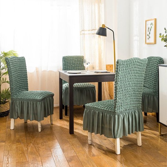 550x550-27968.jpg Unyqoos® Set van 2 lichtgroene stretch stoelhoezen voor eetkamerstoelen met elegante rok