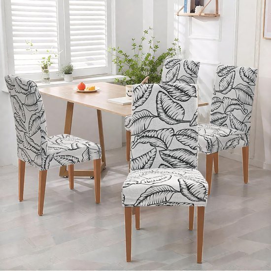 550x550-28022.jpg Unyqoos® Set van 6 Universele Stretch Stoelhoezen van Jacquard Stof voor Eetkamerstoelen en Evenementen