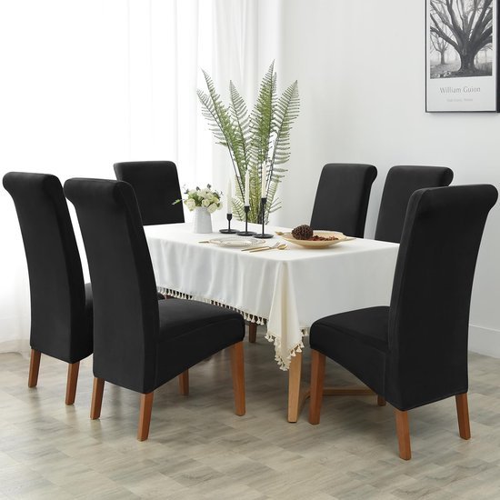 Unyqoos® Universele Fluwelen Stretch Stoelhoezen voor Eetkamerstoelen en Schommelstoelen, Set van 6