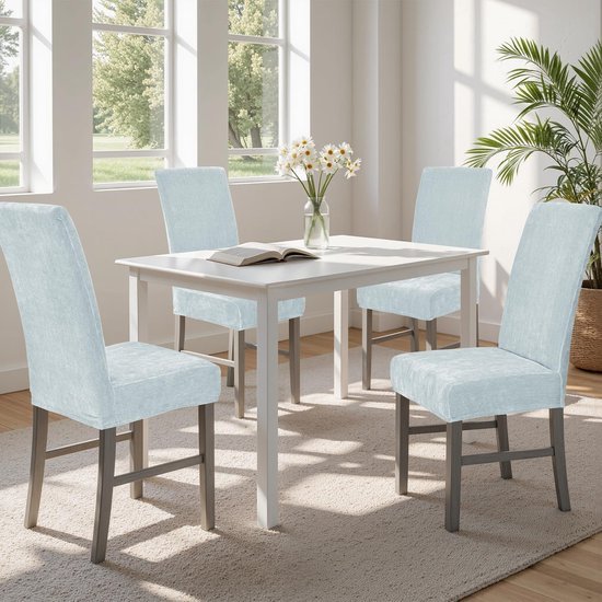 Unyqoos® Universele stretchbare chenille stoelhoezen set van 4 voor diverse gelegenheden en stoelen