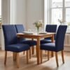 550x550-28090.jpg Unyqoos® Set van 6 elastische stoelhoezen met rugleuning in donkerblauw voor keukenstoelen